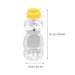 12pcs 240ml Plastic Squeeze Condiment Bottles Bear Shape Honey Sauce Mustard Jam Dispenser 210626280N