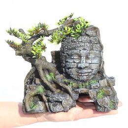 Decorations Aquarium Artificial Resin Stone Buddha Rockery Decoration Ornaments FishTank Landscaping Aquascape Decor Aquarscape Accessories