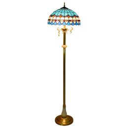 Hotel living room nordic blue jade Floor Lamps E27 Tiffany stained glass pure copper standing lamp TF078