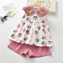 Summer Fruit Pattern Printing Top+Shorts 2Pcs Clothing Sets KId Clothes Toddler Girl Children 210528