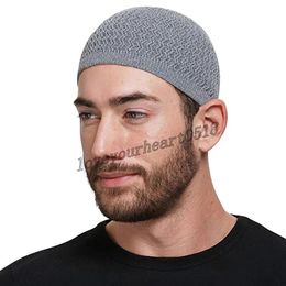 Winter Autumn Knitted Muslim Men Brimless Hats Warm Male Beanies Cap Unisex Solid Color Warm Casual Cap Men's Wrap Head Cap