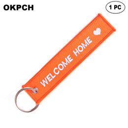 Key Fobs Chains Jewelry Red Embroidery Remove Before Flight Keyring Gift for Friends PK0048