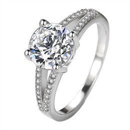 Womens Rings Crystal Jewelry goods row diamond ring double arm split hollow Cluster For Female Band styles