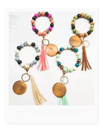 Factory direct selling beaded wooden bead bracelet women Personalised wood chips printable mixed Colour steel wire chain multi-color optional