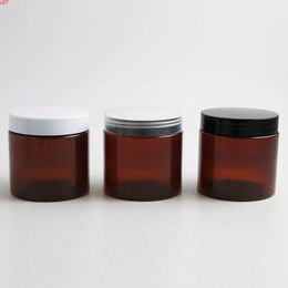 30 x 200ML packing bottles Amber Brown Empty PET Jars with black clear white cap Plastic Screw Lids 200G Big Cream Bottle Cosmetic