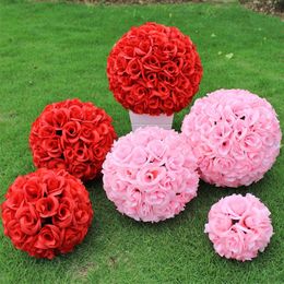 30cm 20 Colours Artificial Silk Decorative Rose Flowers Kissing Ball For Wedding Baby Shower Party Decoration Supplies