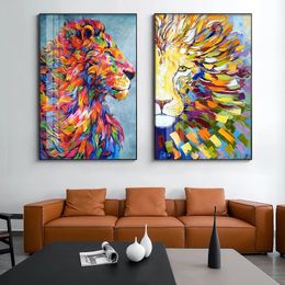 Colorful Lion Modern Home Decor Pictures Wall Art Canvas Painting Posters and Prints Wall Pictures for Living Room Decorations