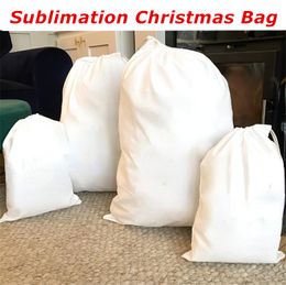 Wholesale! Sublimation Christmas Bags White Blank Santa Sacks Gift Christmas Decorations Canvas Bag Santa Sack Santa Party Claus Sack Bags Party Family Toy A12