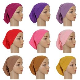 Modal Cotton Muslim Underscarf Hijabs Inner Caps Elastic Solid Color Bonnet Headscarf