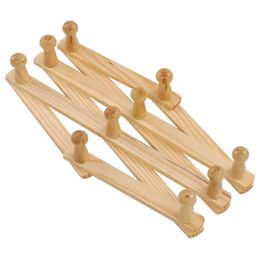 Natural Wood Wall Mounted Expandable Accordion Peg Coat Rack Hanger Hat Closet Hook Expanding Fold Door Wooden hanger 10 Hooks 210702