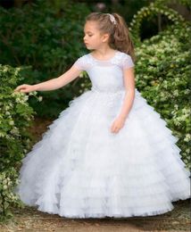 Well Designed Flower Girls Dress Baptism Tiered Tulle Lace Ball Gown Customized For 2-14 Y Teens Holy First Communion