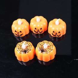 NEWHalloween Spider Pumpkin Shaped Candle Lamp Plastic LED Electric Flameless Pumpkins Candles Light Hallowmas Party Decoration LLE9092