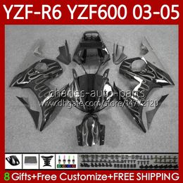 Motorcycle Fairings For YAMAHA YZF-R6 YZF600 YZF R 6 600 CC YZFR6 03 04 05 Bodywork 95No.130 YZF R6 600CC 2003 2004 2005 Cowling Grey Flames YZF-600 03-05 OEM Body Kit