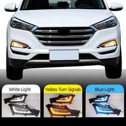 2PCS Auto lighting DRL For Hyundai Tucson 2015 2016 2017 2018 LED fog lamps cover daytime running lights Daylight turn signal