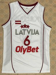 #6 Kristaps Porzingis Team Latvijas Basketball jersey Embroidery Stitched