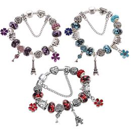 2021 Printing Crystal Beads Bracelet Flower Pendant Pandora Original Diy Inlay Bracelets Fashion Jewellery For Women Party Gifts