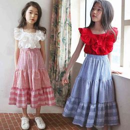 Plaid Girls Summer Maxi Dress 2020 New Cotton Kids Dresses for Girl Baby Princess Dress Toddler Children Vest Dress Ruched,#5130 G1129