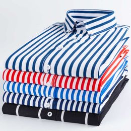 Fashion youth casual printed long-sleeved shirt Loose striped slim-fit formal shirt autumn men's clothing Variety tops 210531