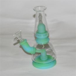 7.5'' portable hookah Water Pipe Dab Rigs Silicone bong unbreakable silicon and glass smoking pipes style Via DHL