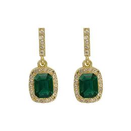 S2789 Fashion Jewelry S925 Silver Post Earrings For Women Retro Design Geometric Emerald Square Diamond Rhinestone Dangle Stud Earrings