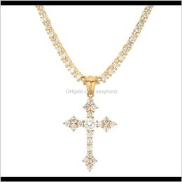 Necklaces & Pendants Drop Delivery 2021 Hip Hop Cross Pendant Necklace Micro Pave Cz Stones Men Jewellery Christmas Gift With Cuban Or Tennis C