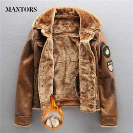 Pu Jacket Men Thick Warm Military Bomber Tactical Leather Jackets Mens Outwear Fleece Fur Windbreaker Coat Male 4XL Clothes 211110