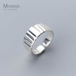 Classic 925 Sterling Silver Geometric Simple Ring fit Women Hip Hop Style Free Size Fine Jewelry Accessories 210707