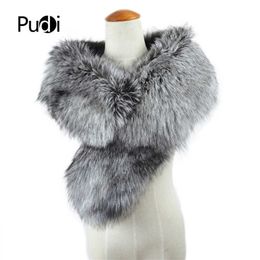 Clf012 New Huge Size Top Quality Natural Color Real Genuine Silver Fox Furs Scarf Collar Scarf Shawl H0923