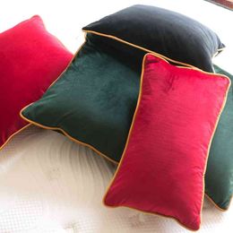 Brown Yellow Piping Velvet Red Black Cushion Cover Pillow Case Chair/Sofa Pillow Cover No Balling-up Home Decor Without Stuffing 210401