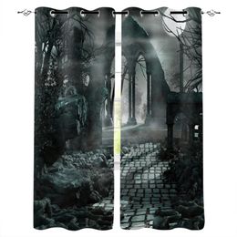 Curtain & Drapes Halloween Architecture Horror Night Modern Living Room Blackout Curtains For Kitchen Bedroom Window Treatments