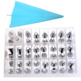 plastic nozzle tips Canada - Baking & Pastry Tools 48pcs box Stainless Steel Nozzles Decorating Tip Set With Plastic Box Piping Bag DIY Cake Supplies Bakeware