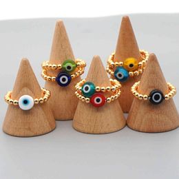 10PCS, Rings For Women Eye Elastic Finger Ring Gold Colour Anillos Jewellery Boho High Quality Beads Adjustable Circle 20mm