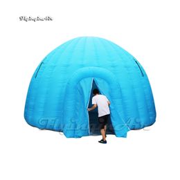 Customised Inflatable Igloo Advertising Circular Tent Blue Air Blow Up Dome House For Exhibition And Party Event