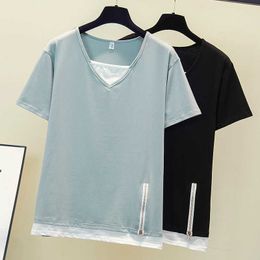 blue T Shirts Female Soft Cotton Casual Women Tops Shirts Summer T-Shirt Short Sleeve Girls Tshirt Purple Plus Size 4XL 210604
