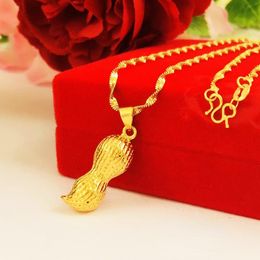 Pendant Necklaces 24K Gold Plated For Women Girls Ethnic Peanut Necklace Party Birthday Anniversary Wedding Jewellery Gift