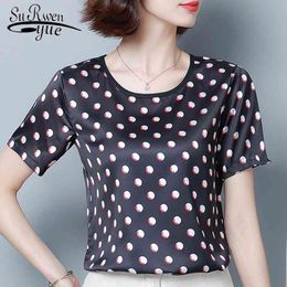 women's Summer blouses plus size tops Short Sleeve Women shirts Print Dot chiffon Blouse womens and 4543 50 210508