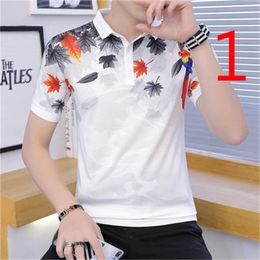 Short-sleeved t-shirt Korean version of the lapel men's compassionate trend half sleeve 210420