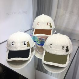 Super Soft Ball Cap Warm Plush Baseball Hat Cute Design Bear Pattern Peaked Cap Simple Embroidery Letter Casquette