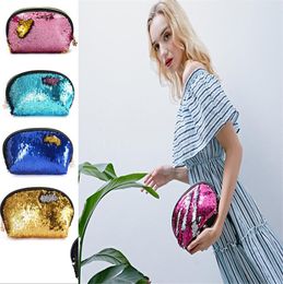 Sequins Cosmetic Bag Glitter Makeup Bags Bling Shell Pouch Party Clutch Storage 6 Colours DB991