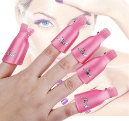 rose red Plastic Nail Art Soak Off Cap Clip UV Gel Polish Remover Wrap Tool Tips For Fingers 10Ppcs/set