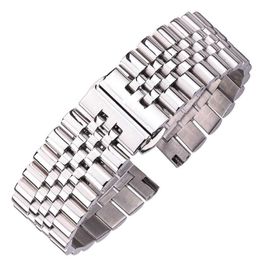 Stainless Steel Watchbands Silver Polished 16 18 19 20 21 22mm Metal Watch Bracelet Strap Accessories H0915