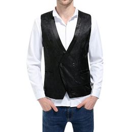 Men's Vests 2021 Fashion Vest Double-breasted Button Style Dark Grain Design Solid Color Shujin FF