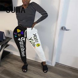 Sport Women Fitness Set Cool Girl Striped Classic Long Sleeve T-shirt Top + Letter Printed High Waist K-pop Pants Trousers 210525