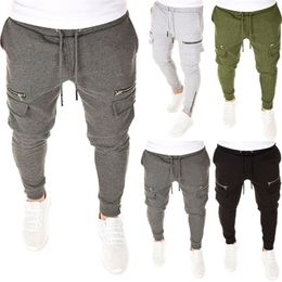 Joggers for Men Jogging Pants Sweatpants Fashionable Zip Up Pockets Casual Slim Fit Long Trousers Sports 211119