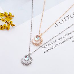 LATS Flower Moon Fairy Crystal Necklaces for Women Clavicle Chain Vintage Valentine's Day Birthday Gift Necklace Fashion Jewellery