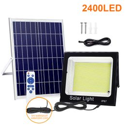 2400LED solar outdoor spotlight with remote control Waterproof Aluminum solar panel Brightest Light Lantern for Garden Courtyard