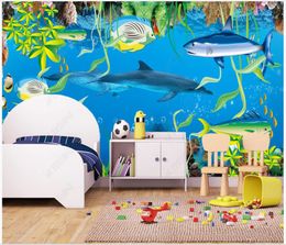 Custom wallpaper for walls 3d photo wallpapers murals Modern Dream children's room underwater world dolphin fish decorative painting wall papers home decor