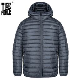 TIGER FORCE Spring Jacket Men High Quality Solid Jacket Men's Hooded Puffer Coat Casual Fashion Outerwear Clothes 50402 211129