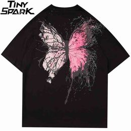 Men T Shirt Hip Hop Summer Streetwear Print Cracked Butterfly Tshirt Harajuku Short Sleeve T-Shirt Cotton Tops Tees Hipster 210716