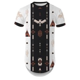 YOUTHUP 3D T-shirt Men Round Hem Tshirt Traditional Patterns Design Mens T Shirt Male Streetwear Long Line Shirts For Summer 210409